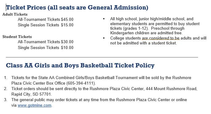 Here's ticket information for the state GBB tournament. @LHS_GirlsBBall All seats are general admission.