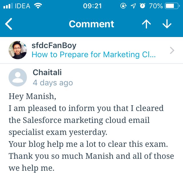 sfdcFanBoy's tweet photo. This is why I write blog posts and I actively reply to each and every single question on my blog #sfdcFanBoy. Created a space for all @marketingcloud&amp;  @salesforce enthusiasts to learn, grow together, and get certified.  At least 10 ppl have certified in the last few months https://t.co/VQ6zMDKSQk