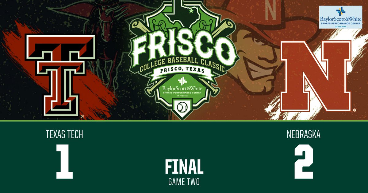 FriscoClassic's tweet photo. Upset in #FCBC2019!! @Husker_Baseball wins a close one against #3 @TTU_Baseball #BestOutsideOfOmaha https://t.co/O6oEY9Tlw2