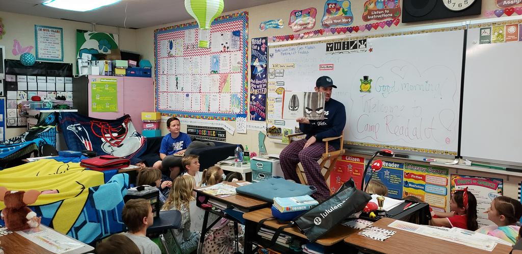 Grlgrdgate's tweet photo. Read Across America Day, complete with pajamas, pillows, stuffed animals, blankets for building forts, reading galore, and our special guest reader, @tsschmidty! #hvepride https://t.co/MMabyf1KCm