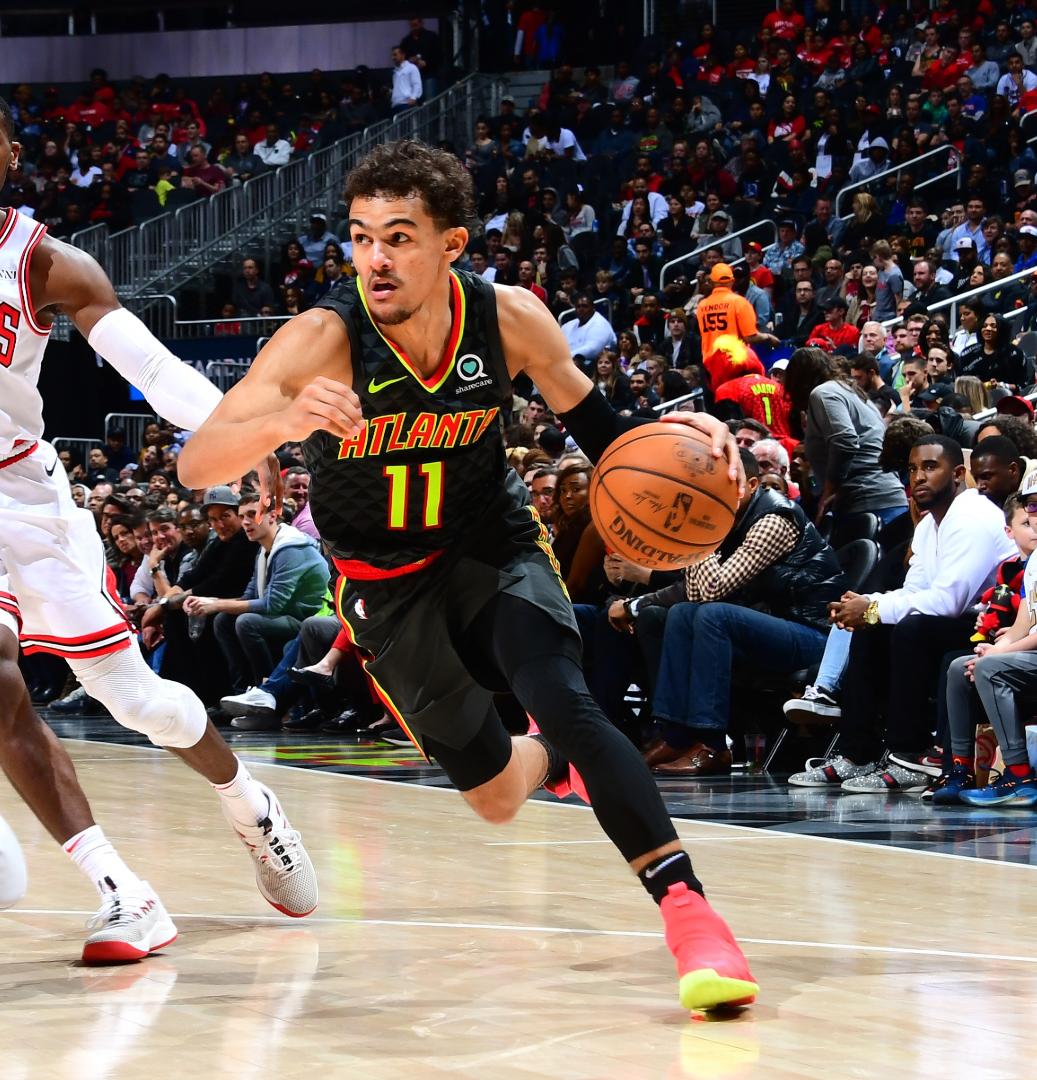 NBA's tweet photo. Trae Young in the 4OT thriller:

- 49 points (career-high)
- 16 assists, 8 rebounds
- Most PTS scored by a rookie this season
- @ATLHawks rookie franchise record
- 1st rookie since Earl Monroe (1968) to put up 49+ PTS and 10+ AST in a game

#NBARooks #TrueToAtlanta https://t.co/UZEJpk932E