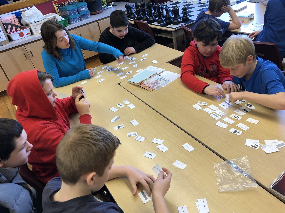 MrKSDyck's tweet photo. Grade 5/6s @PortWellerPS analyzing and sorting different #Representations of #Fractions in #Math class today from #FractionsLearningPathways (https://t.co/8SiRn9XaVb). #NumberLines #Collaboration @drcathybruce @MarkChubb3 @TeatherBoard https://t.co/1CRNmHtaj7