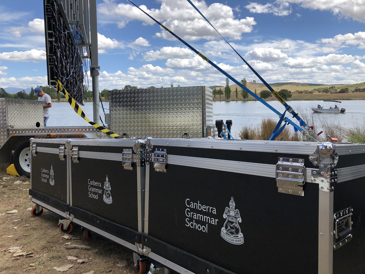 A fantastic day at the ACT Head of the Lake Regatta, made all the more fantastic by the @CanberraGrammar @CodeCadets Big Screen: constructed, operated and drone piloted entirely by the CGS students. Phenomenal skill and learning opportunity. Congrats & thanks.