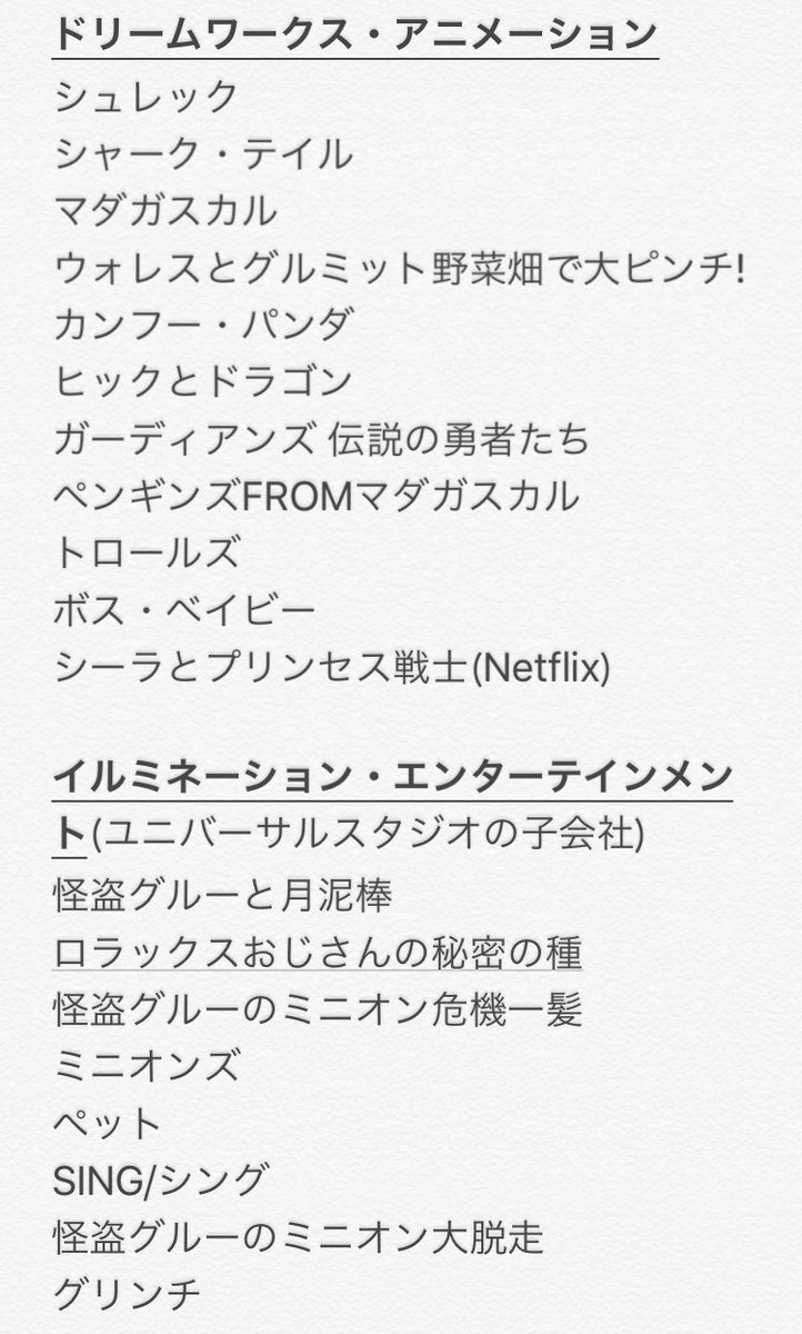とっこ 育児垢 うん わかる どこの作品とかあまり意識しないし 私も違うのはわかるけどどこの作品だっけ て感じだし ディズニー ピクサー ドリームワークス イルミネーション は何となくわかってたけど 他にもあるんだよねー 調べて知ってる作品
