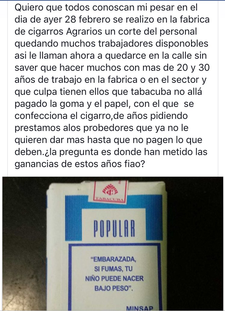 elitaragarcia's tweet photo. Porque no despidieron a esos trabajadores antes del 24 de febrero. Hasta donde llega el cinismo, por el amor de Dios @TabaCuba @DiazCanelB https://t.co/PLOQIKpMBk