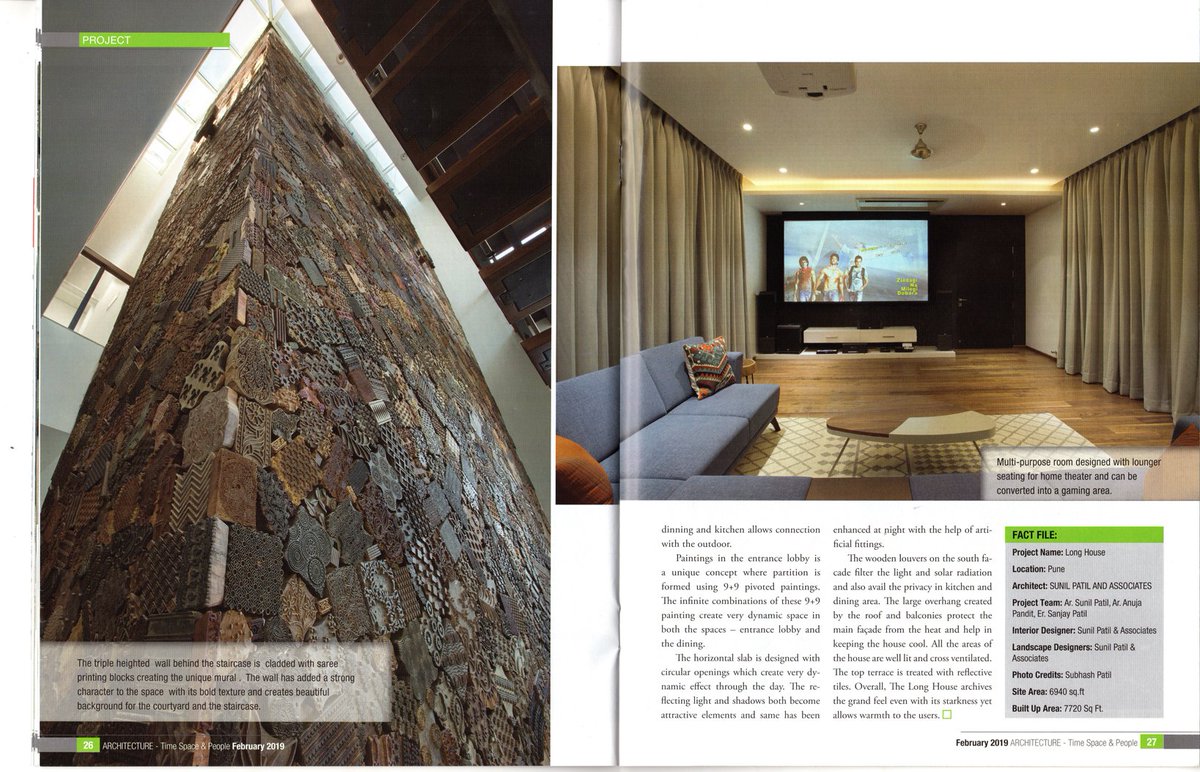 SunilPatil_SPA's tweet photo. Long House Designed by SUNIL PATIL AND ASSOCIATES gets featured on the cover page of Architecture Time Space &amp; People Magazine. https://t.co/hqBPeLSH8L