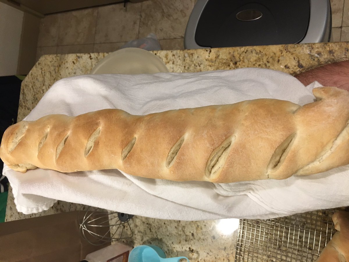 bennyb911's tweet image. Well I fucking made this.  It doesn’t look amazing but for the first time making a French baguette I’m not mad. #bakingdaddies  @NirxMack
