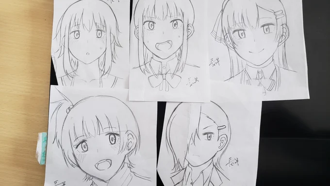サイン本の下書き5種完成
これを元に5冊ずつ制作する
さて、ペン入れは息抜き作業にして新作の作業を進めよう 