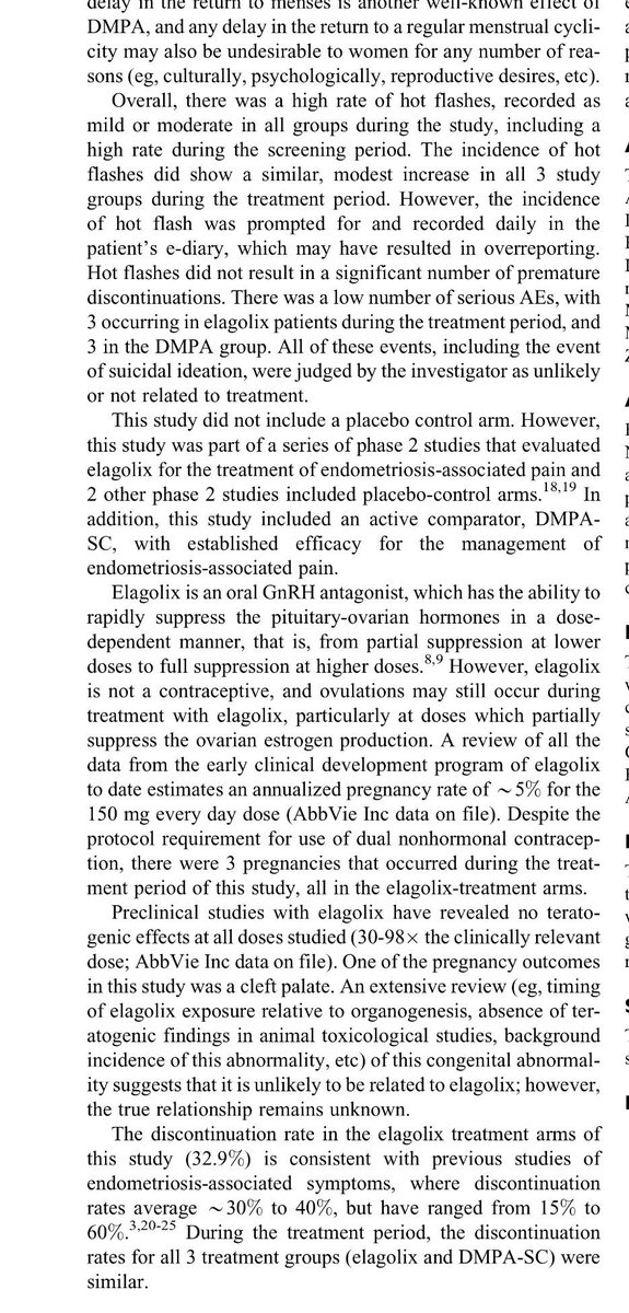 Fibroidinfo's tweet image. #Elagolix #Orlissa Oral GnRH Antagonist Vs Depot Acetate #Depo #Provera #DPMA for #Endometriosis
Reduced Bone Mineral Density &amp;amp; other side effects, for up to 1 in 3. Over 30% left study by 24 wks
Some drugs need Longterm monitoring for Osteoporosis? @WebMD ncbi.nlm.nih.gov/pmc/articles/P…