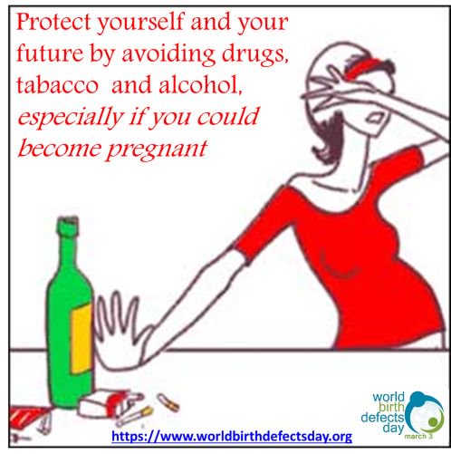 #manybirthdefects1voice
Smoking, drinking alcohol, and using street drugs can cause many problems during pregnancy for a woman and her baby, such as premature birth, birth defects, and infant death. #WorldBDDay @worldbdday