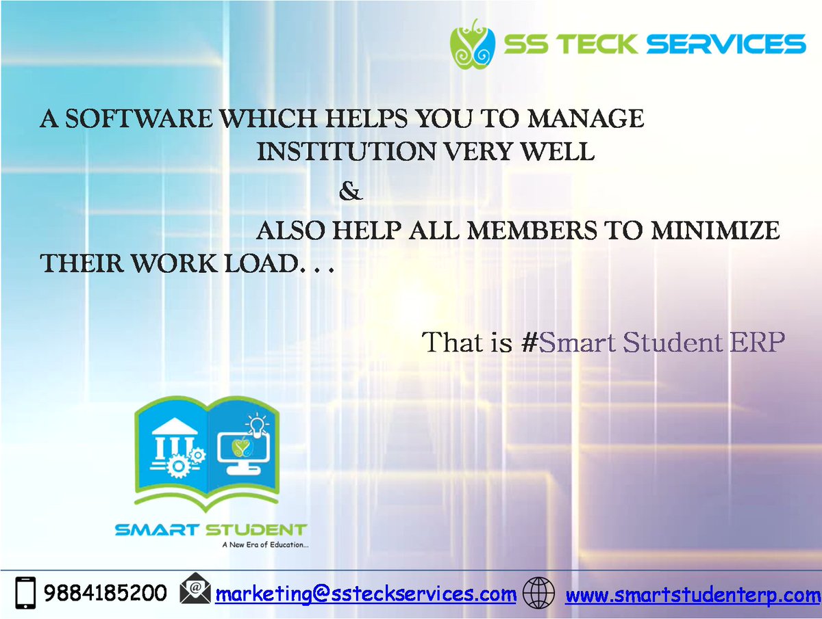 smartstudenterp's tweet photo. #ssteckservices #quality #services #software #softwaresolution #integratedsoftwaresolution #student #erp #management #smart #system #smartstudent #studenterp #managementsystem #smartstudenterp #managementsmartstudent #erpinchennai #besterpinchennai #no1erp #besterpsoftware https://t.co/ZsDcU0ulD3
