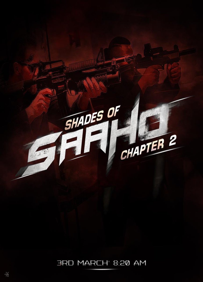 SaahoOfficial's tweet photo. Get set to wake up tomorrow to witness the thrilling &amp; never seen before titbits from our stellar project in #ShadesOfSaaho2. 

This will surely blow your mind. We promise! 😊

#Prabhas @ShraddhaKapoor @sujeethsign @UV_Creations @TSeries https://t.co/mFzVaMsLUs