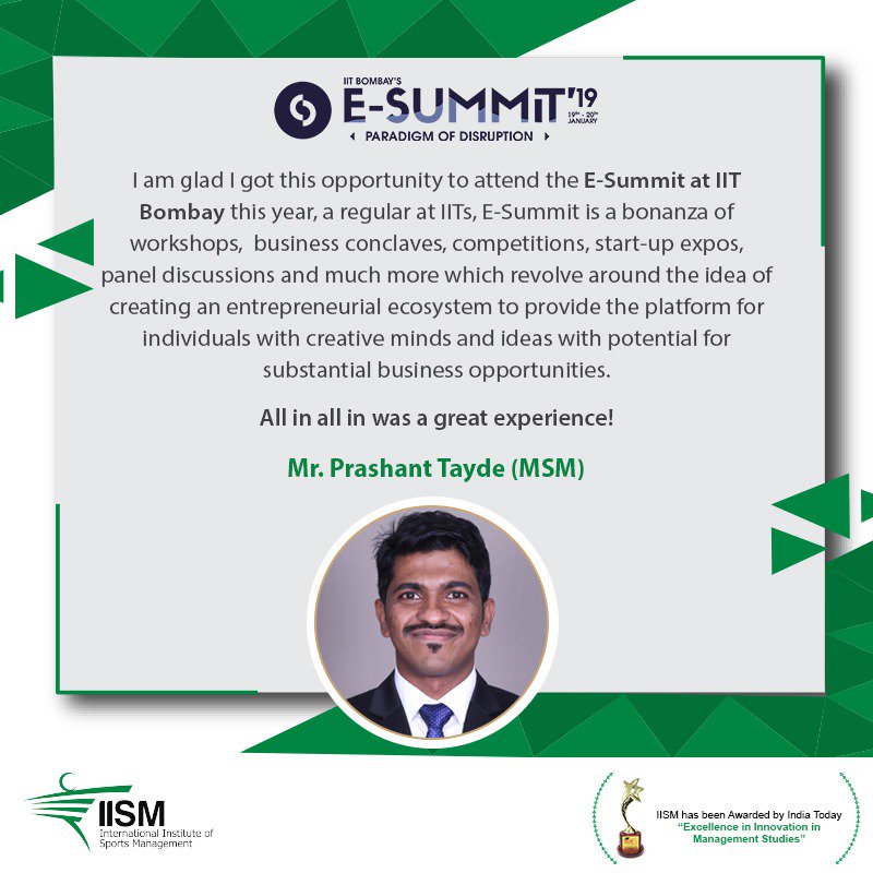 info_iism's tweet photo. Mr.@prashanttayde_7 (MSM) shares his euphoric experience of being at the E-Summit hosted by #IIT & extends his gratitude towards #IISM !
We take pride in providing our students opportunities like these that facilitate their holistic development.
#StudentSpeaks #LifeAtIISM #IISM https://t.co/GyPVlZ0l7a