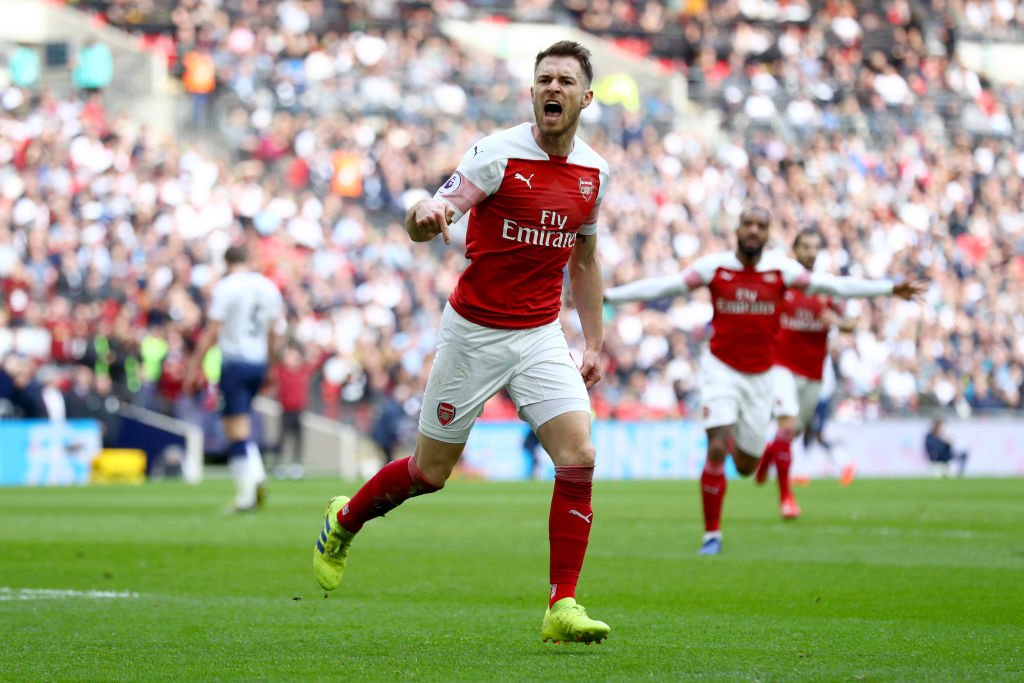 Football_LDN's tweet photo. Aaron Ramsey at Wembley:

⚽️ 2014 FA Cup final v Hull
⚽️ 2014 Community Shield v Man City
⚽️ 2017 FA Cup final v Chelsea
⚽️ 2019 north London derby v Spurs https://t.co/KBNLQtz4Em