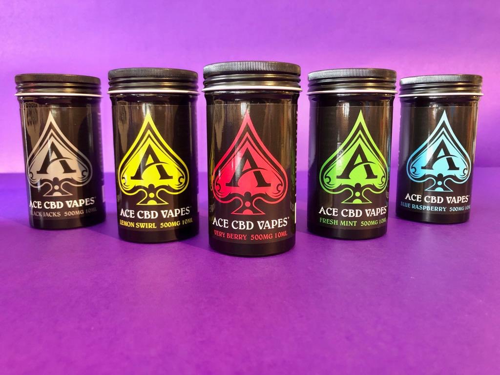 VioletsVapes's tweet photo. New in store Ace CBD range. 250mg, 500mg and 1000mg in 5 flavours: Lemon Swirl, Black Jack, Very Berry, Fresh Mint and Blue Raspberry. You have all read about the advantages of CBD, so why not come buy one and try it for yourself. https://t.co/KxMxPfIoZN