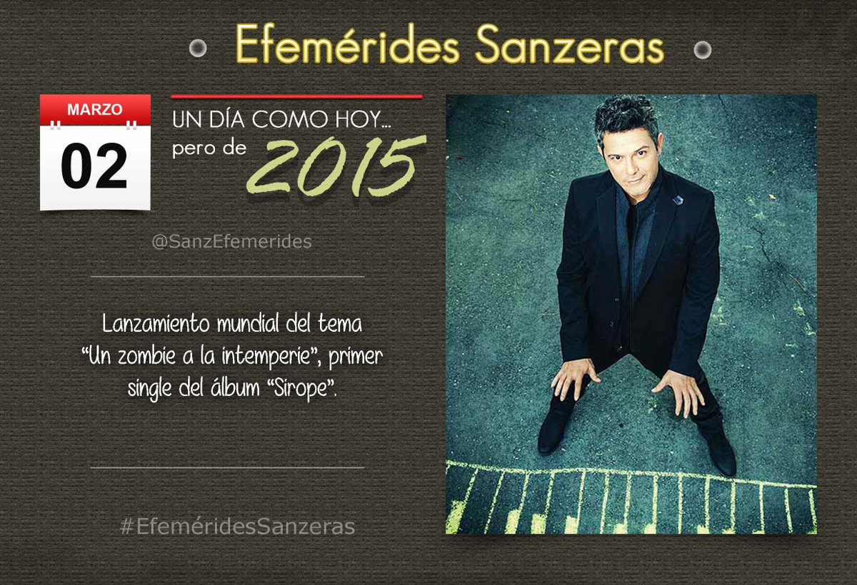 SanzEfemerides's tweet photo. #EfeméridesSanzeras 🗓
Un día como hoy, @AlejandroSanz lanzaba "Un zombie a la intemperie", primer single de #Sirope 💿
#ASZombie https://t.co/cB0UO022gX