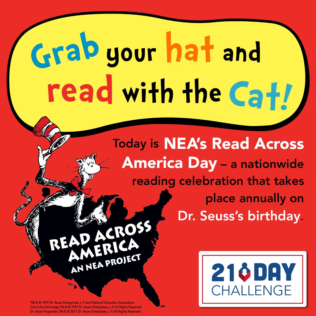 Happy Birthday, Dr. Seuss! Incorporate the #21DayReadAloud Challenge into #ReadAcrossAmerica Day.