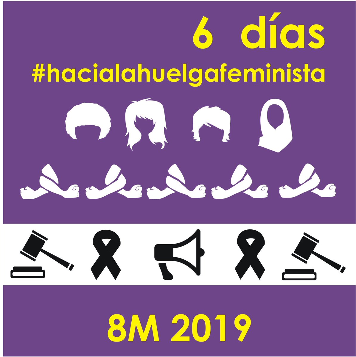 Continuamos la cuenta atrás!⏳
#HaciaLaHuelgaFeminista2019
El #8M2019 paramos el mundo 🌎

#8DiasDeRevuelta
#8DiesDeRevoltaFeminista
#8Dias8Movidas
#Las8del8M

#NiUnaMenos basta de justicia patriarcal cómplice de cultura de la violación. Vivas y libres nos queremos! Sin violencia