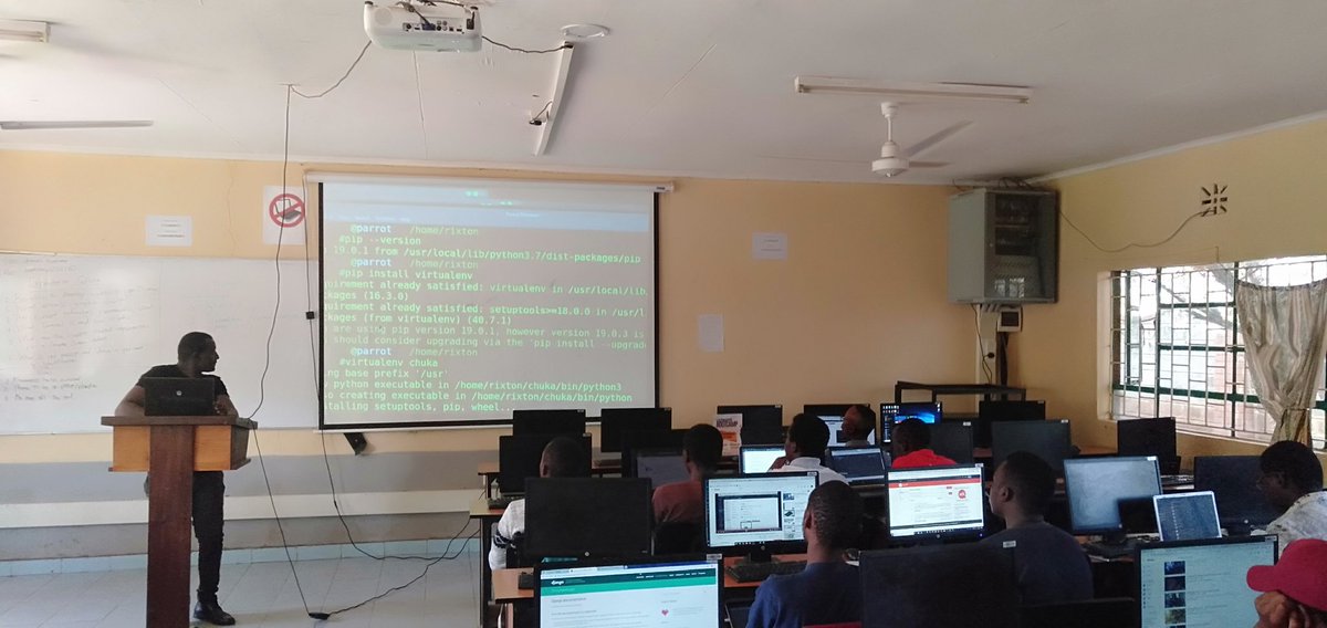 hackniques's tweet photo. Sammy taking the participants through Django. #ChukaBootCamp #HLA #Nextech @kevshakes https://t.co/52K83kbyTz
