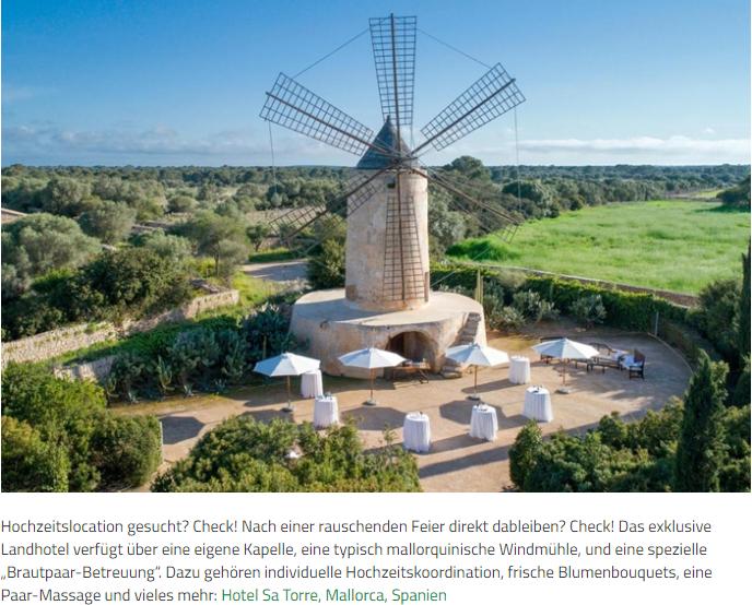 HotelSaTorre's tweet photo. From #EscapioBlog For #luxury lovers .Wanted #wedding location? Check! Stay right after a great party? Check! The exclusive country #hotel has its own chapel, a typical #Mallorcan windmill, and a special "bridal couple care". @Escapio #Travel #Spain 
https://t.co/d8KTmkEEm5 https://t.co/SSmhi6oazW