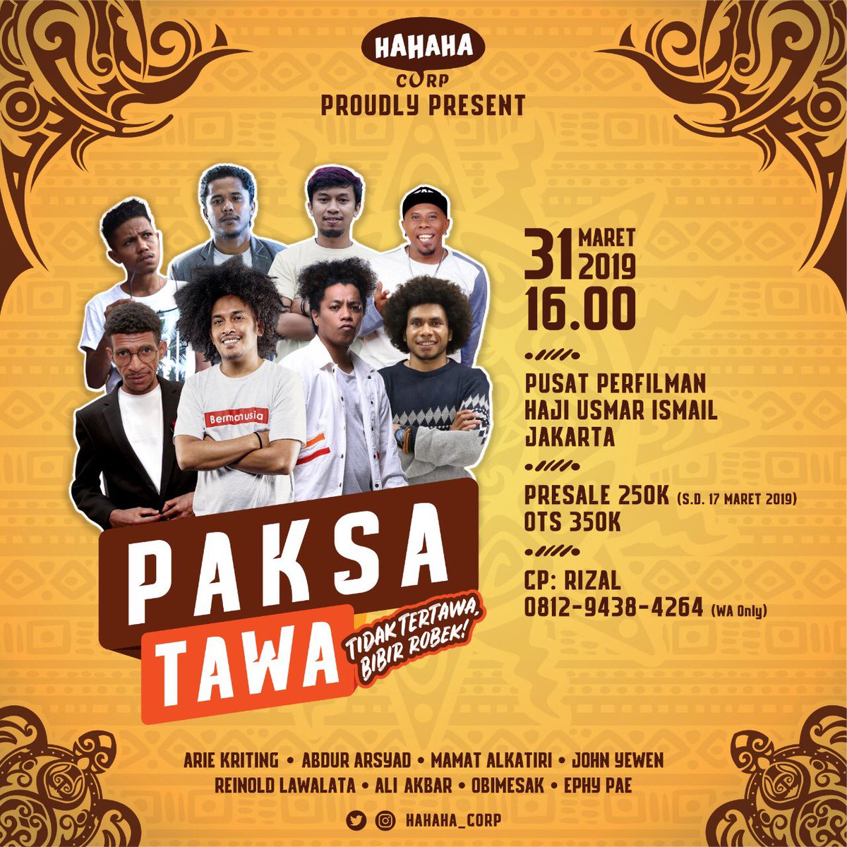 Yang mau menertawakan Orang Timur dalam suasana persahabatan dan jauh dari sikap merendahkan mana suaranya?
Mari gabung bersama kami dalam acara ini. Kita ratakan persatuan dan kesatuan. ☺️🙏🏾