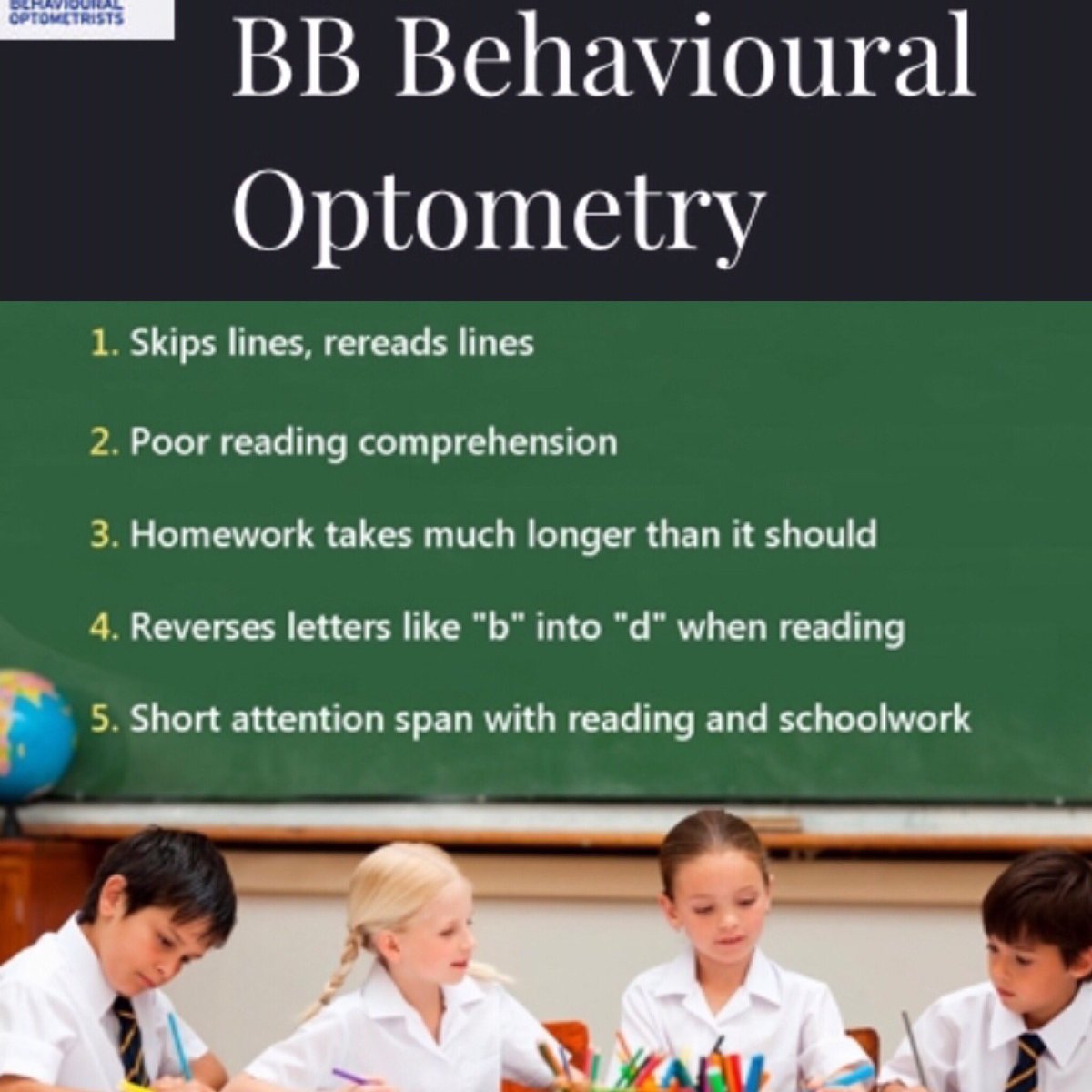 BbOptometry's tweet image. Could it be a #visionproblem? #visionandlearning #optometry #optometrist #behaviouraloptometry #behaviouraloptometrist #bbbehaviouraloptometry @BbOptometry