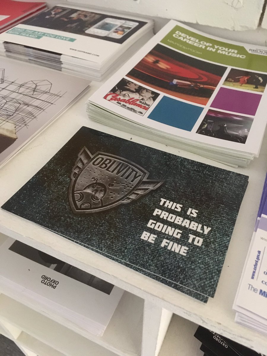 hwilmshurst's tweet photo. This is probably going to be fine right..? @robdmstringer @oblivitypodcast right?!? (Insert sound effects @joe_bwab 😂) POW! #podcast #subscribe #Oblivity #Oblivitypodcast #Oxford #postcard #merch #merchandise #thisisprobablygoingtobefine https://t.co/PFQXd10kTM