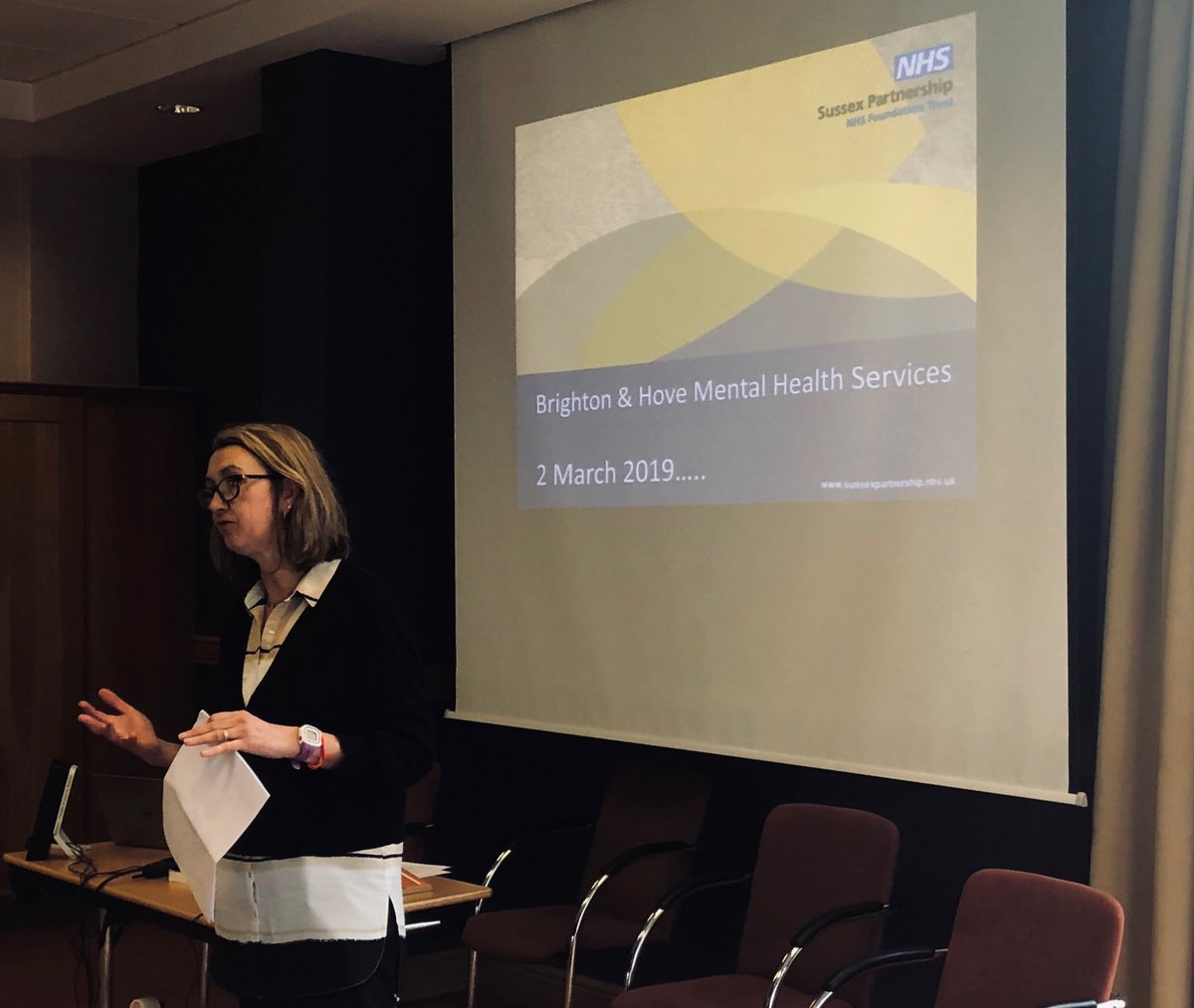 socratext's tweet photo. #wickedbrighton Simone Button Chief Operating Officer Sussex Partnership Trust speaking to the impact of social determinants on referrals and treatment outcomes https://t.co/qD81sdIhtL