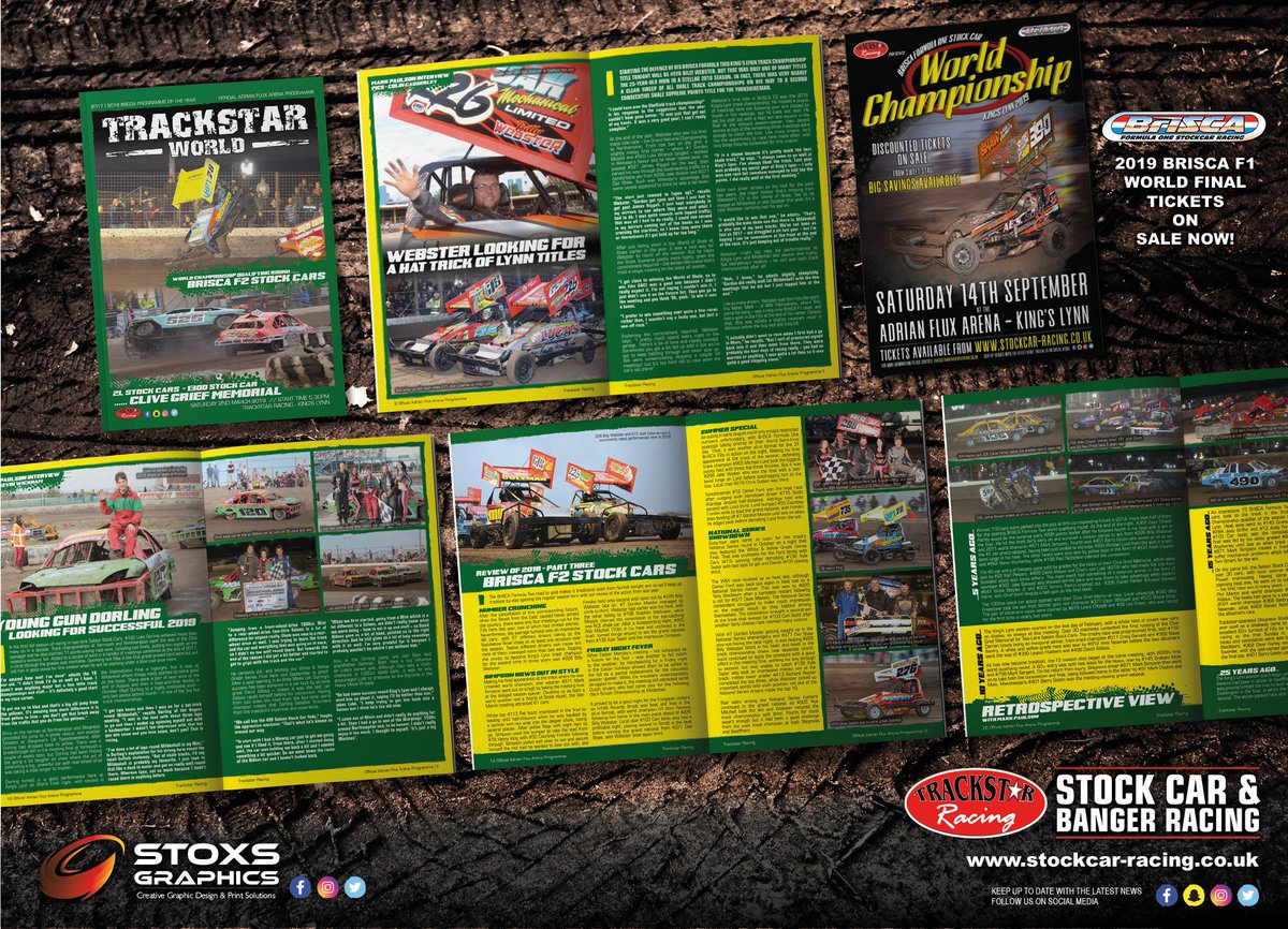 The stock car racing season begins at King's Lynn tonight with the first BriSCA F2 world qualifying round. Shale supremo #226 Billy Webster is featured in the programme along with an F2 season review, news, retro and more.