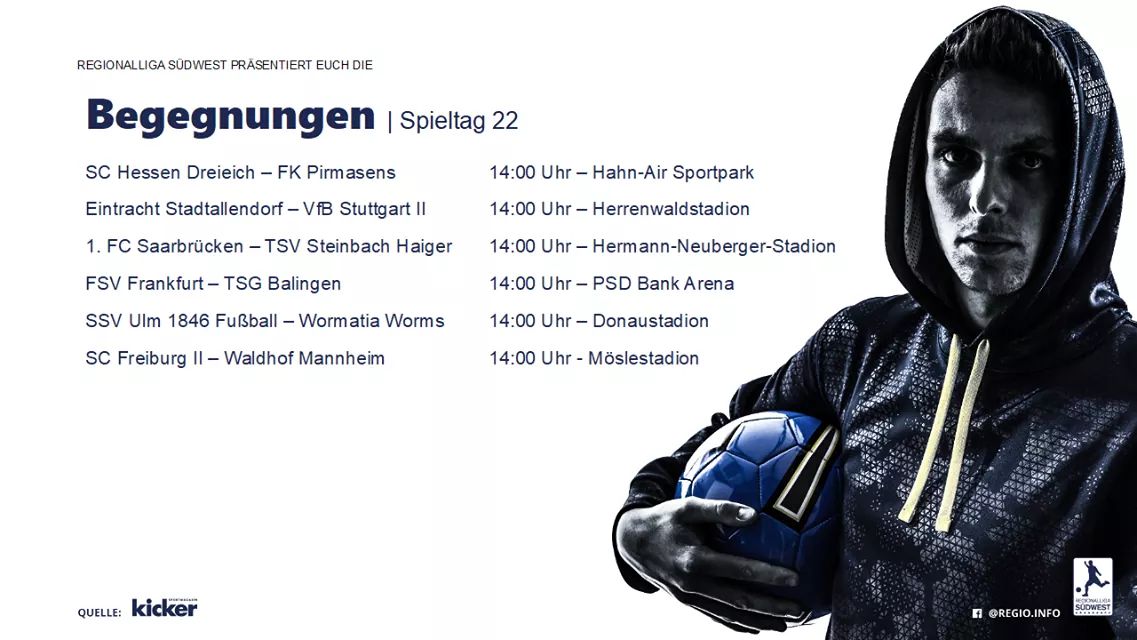 RLSWInfo's tweet photo. Hier die Samstagspartien des 22. Spieltags im Überblick:

Was sind eure Tipps?!

#RLSW #Regionalliga #Spieltag #SCHDFKP #TSVVfB #FCSTSV #FSVTSG #SSVVfR #SCFSVW https://t.co/WipvCtWu3e