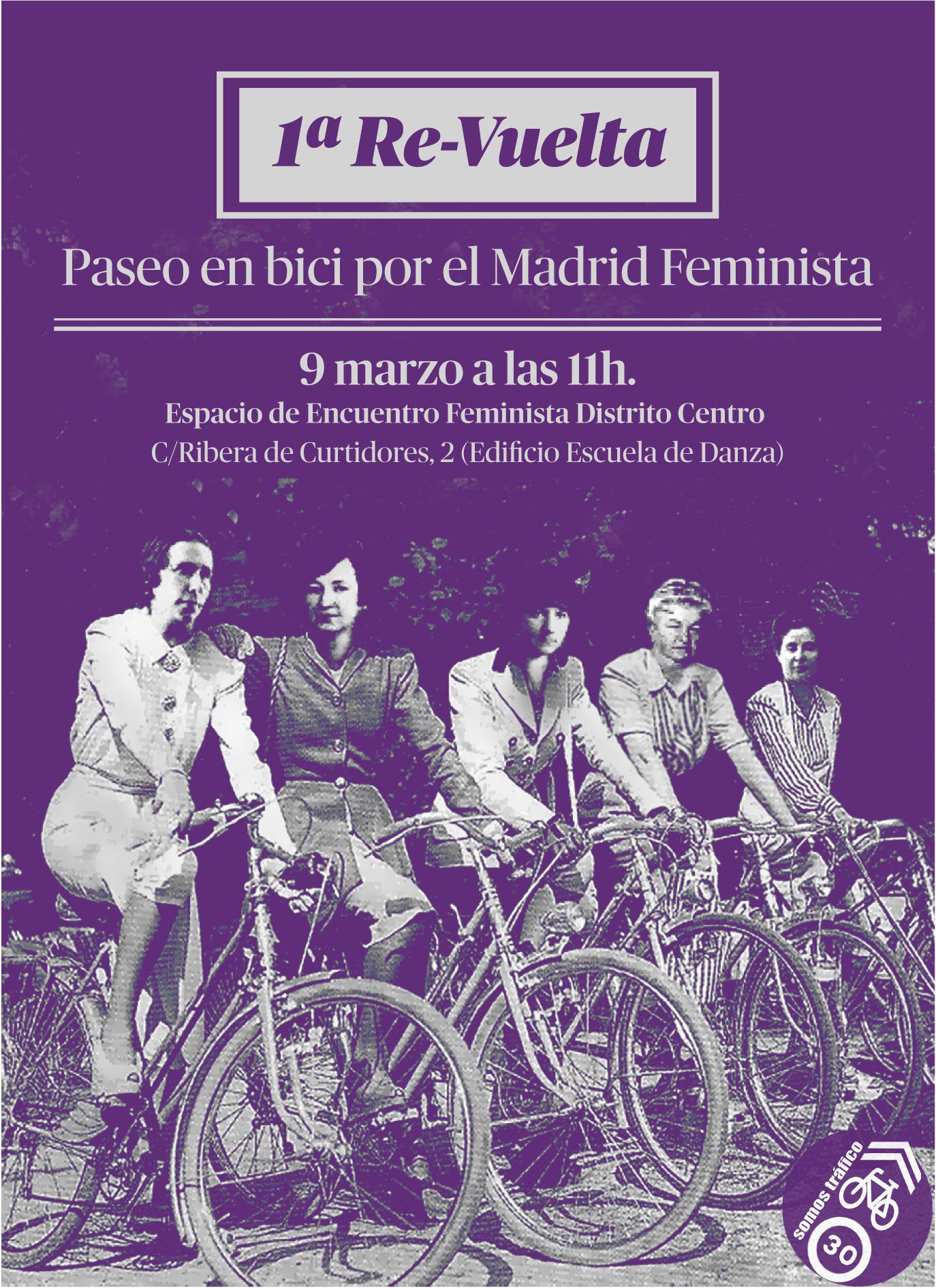 Primera «Re-Vuelta». Paseo en bici por el Madrid feminista