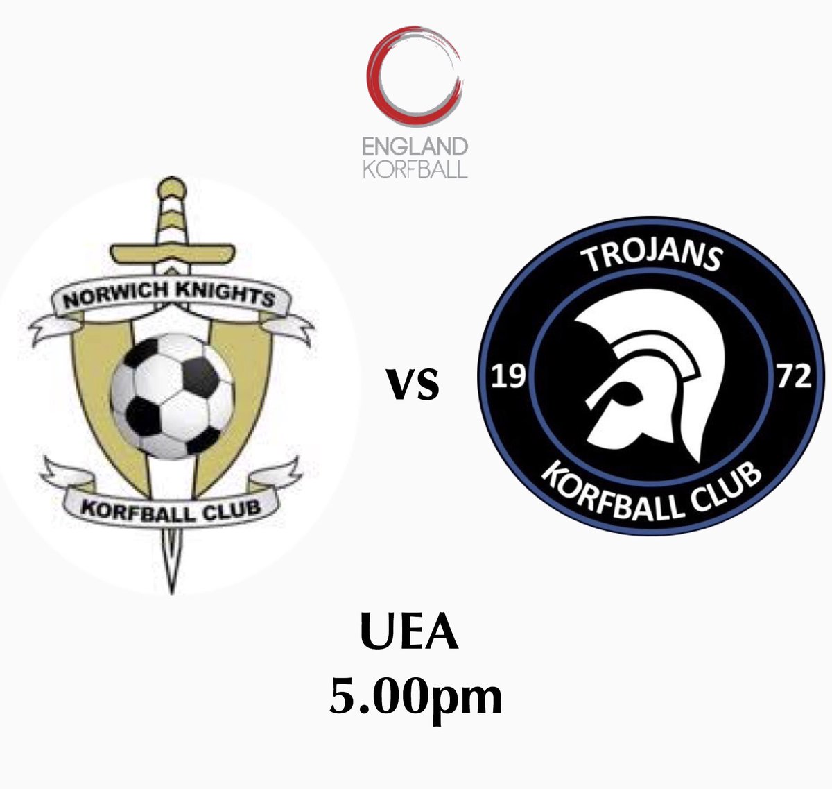 TrojansKC's tweet photo. ⭐️ Top of the table clash ⭐️ 

@EnglandKorfball National League
@KnightsKorf vs Trojans
@UEA 
5pm https://t.co/QBainBNLgb