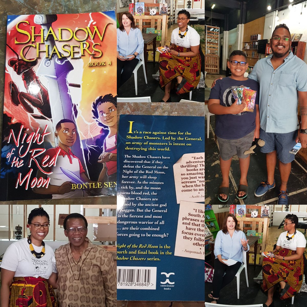 pamelapower's tweet photo. Earlier today I went to @bridgebooksjozi for the launch of the fourth and final book in the #ShadowChasers series by @BontleSenne called #NightOfTheRedMoon. Bontle was in conversation with author @FionaSnyckers. It was a thoroughly enjoyable morning. https://t.co/zjB2TLjwKM