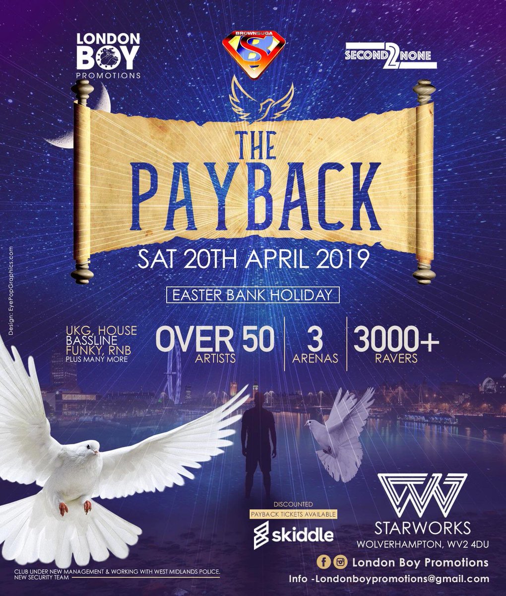 brownsugaums's tweet photo. After our first event of 2019 to celebrate 20 years in the business with the sellout @iam_Davido event in #manchester @brownsugaums returns on Easter sat 20th April for #thepayback at Wolverhampton Starworks. @djeddiedown @mistabigz1 @urbanmusicshow #ukg #rnbmusic #AfroBeats https://t.co/BSZB3Mqexo