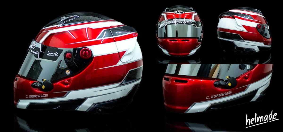 helmadepassion's tweet photo. helmade Formula for Christian "Chrisko" Korowacki in classy red metallic! π€©π΄ Love this combination, what do you think? #helmade #withpassion #arai #sk6 #karting #helmetdesign #helmdesign #helmetporn #redmetallic #style https://t.co/ApoOCfhd2L