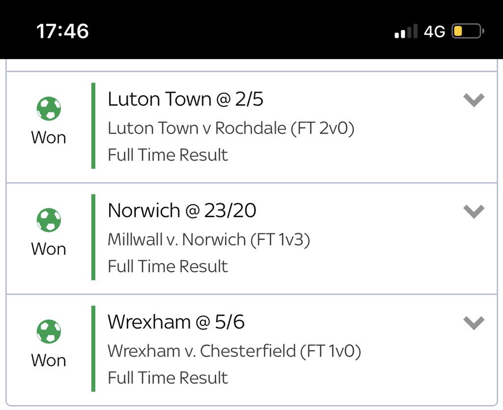 jakewhitelfc's tweet photo. Not a bad day at the office!😎 nice one @SkyBet £1450 😜 https://t.co/WqKiHqRJ86