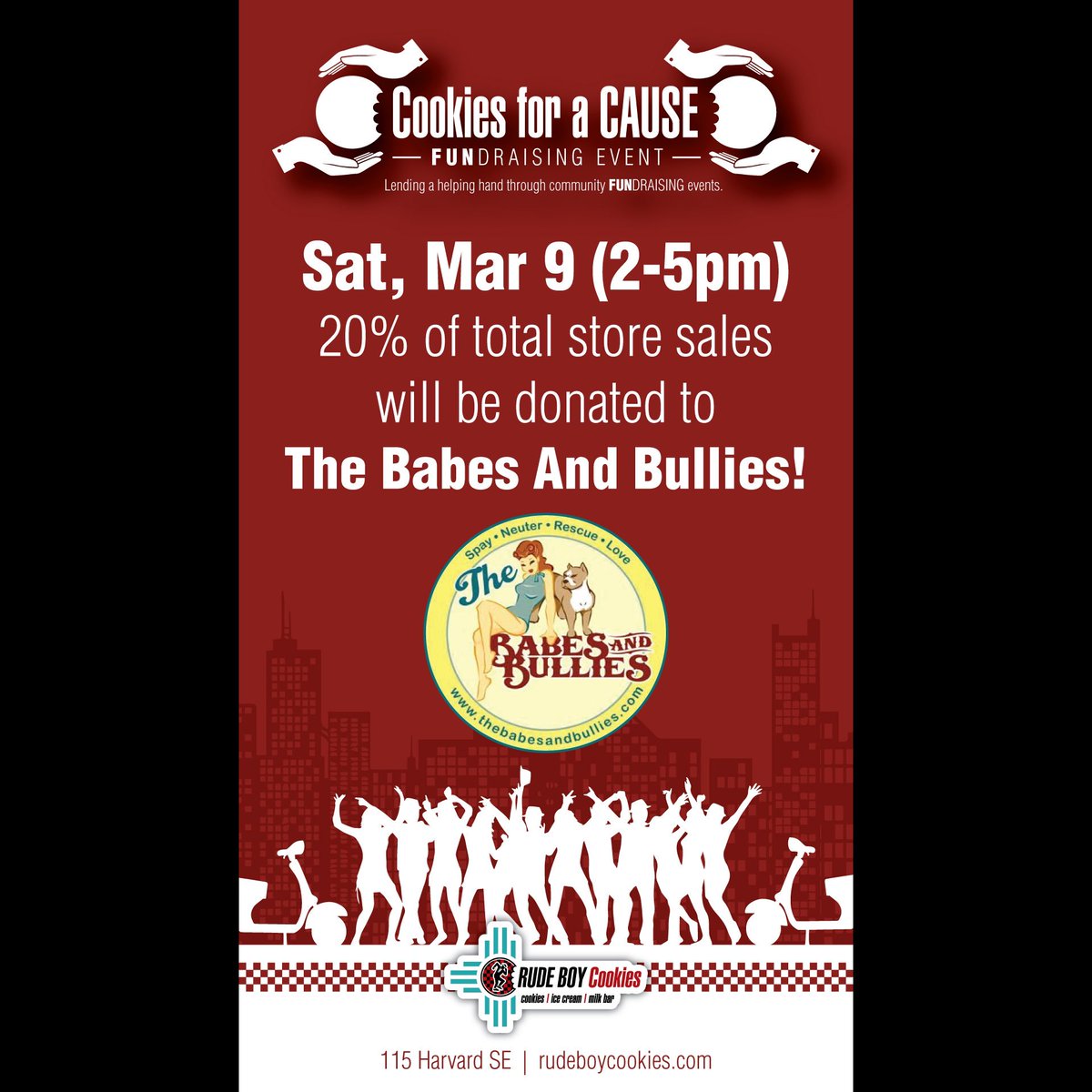 RudeBoyCookies's tweet photo. This month we have 3 Cookies for a Cause events. Come out an support these great local organizations/schools/charities. Cookies & Community, that’s how we roll baby! #cookiesforacause #cookiesandcommunity #giveback #albuquerque #onealbuquerque
#keepyourcookiesburque https://t.co/FDXNj3NhLs
