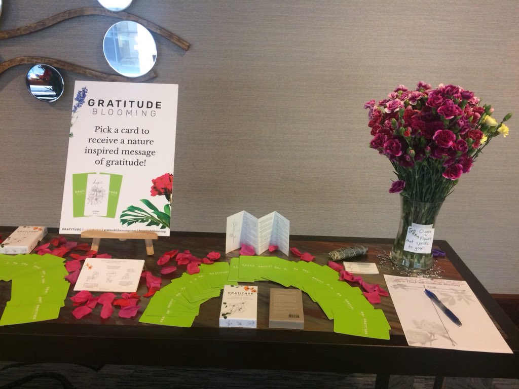 GratitudeBloom's tweet image. Come get your gratitude fix outside the Practice Lounge! We’ve got collective gratitude gardens we’re creating together, space to choose your own nature inspired message and a photo booth to share your gratitude with the world! #wisdom2 #wisdom2conf #gratitudeblooming
