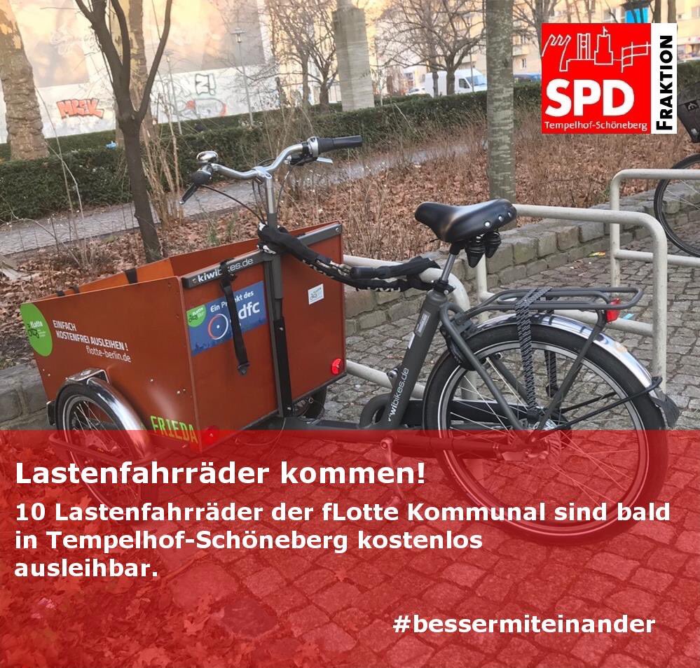 spd_bvvts's tweet photo. Auf Initiative von @LarsRauchfu hat der Wirtschaftsausschuss bereits beschlossen, dass sich TS an der fLotte Kommunal beteiligt. Gemeinsam mit dem ADFC sollen 10 Lastenfahrräder angeschafft werden, die Menschen kostenfrei ausleihen können. #bessermiteinander #spdts https://t.co/VOS0V9RiX6