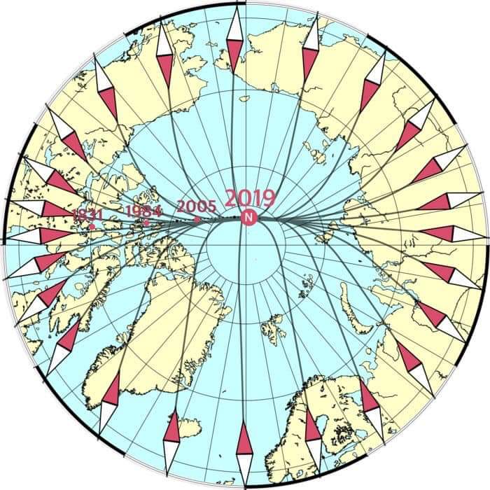 For those that apply magnetic variation when navigating with map and compass. Courtesy of the European Space Agency, this is where the magnetic North Pole is now. It’s moving at the fastest rate recorded, about 30 miles a year. #getoutside <a href="/splashmaps/">Splashmaps</a> <a href="/OrdnanceSurvey/">Ordnance Survey</a>
