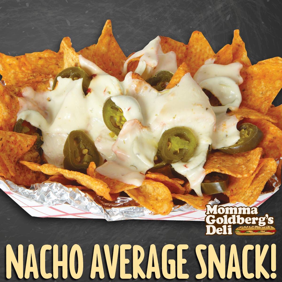 Today and tomorrow are our last days for the two week special of $1.00 nachos everyday! (yes we will still have our nacho day)  Come and get them while they are hot!  Enjoy yours with jalapeños, or not!  #dollarnacho  #mommaslove #mommagoldbergs