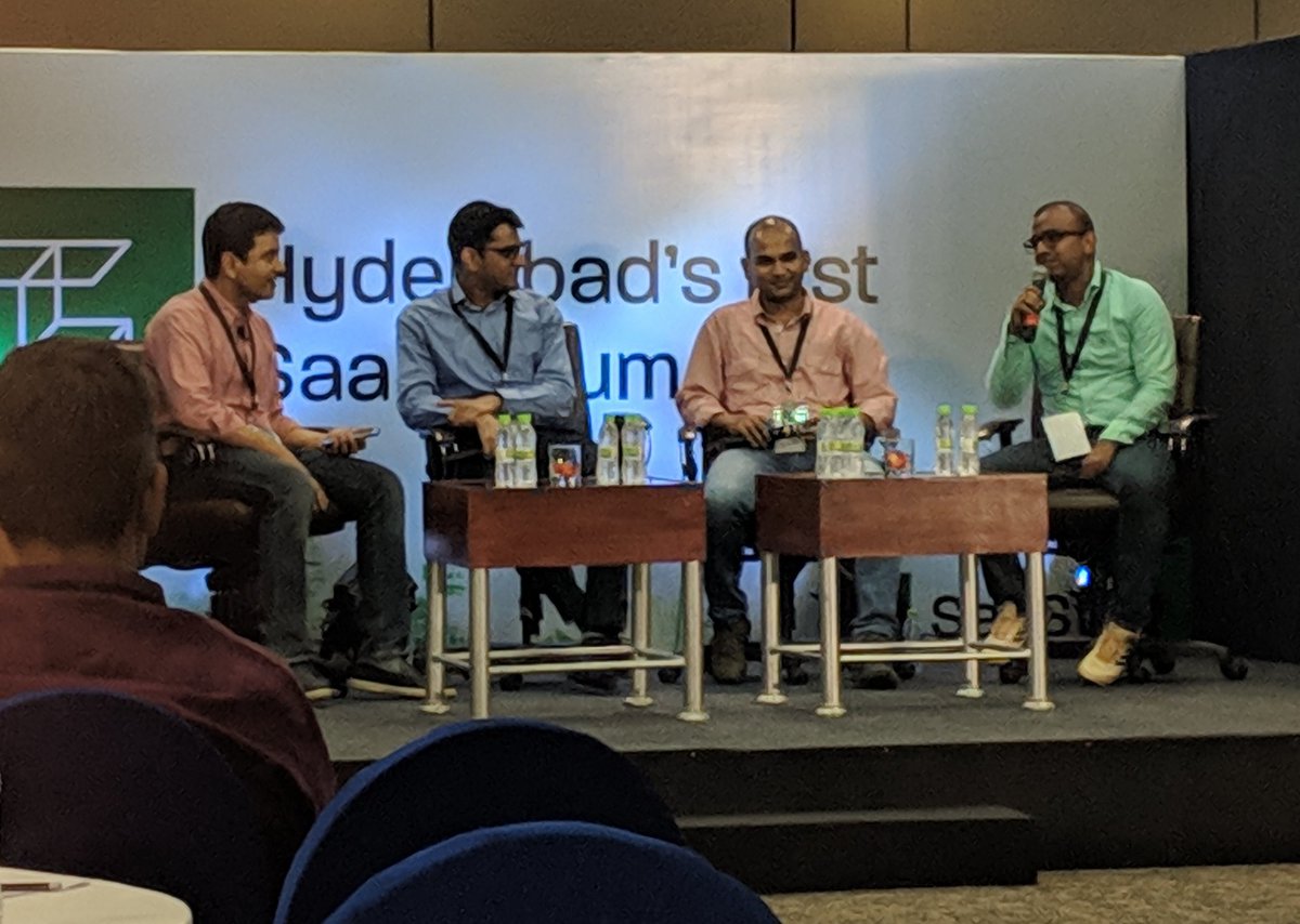 teamTGIC's tweet photo. Founder Roadmap: Journey to Your First customer and beyond. A very energetic panel with @chennamaneni of @theDarwinbox , @nutanc from @Ozonetel_KOOKOO , Ashok Verma of @ReportGarden and Sundeep Reddy of @Gramener . https://t.co/BrOEu4x0Fo