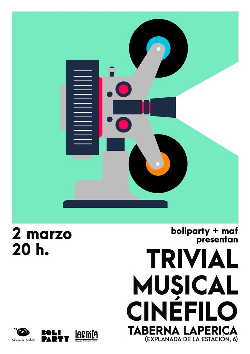 malaga's tweet photo. La Taberna La Perica, en calle Explanada de la estación, 6; acoge el #Trivial musical cinéfilo organizado por #Boliparty — a las 🕗 20:00 horas #MaF2019 https://t.co/JVEWfYUnyA https://t.co/Q2EZXZdGc0