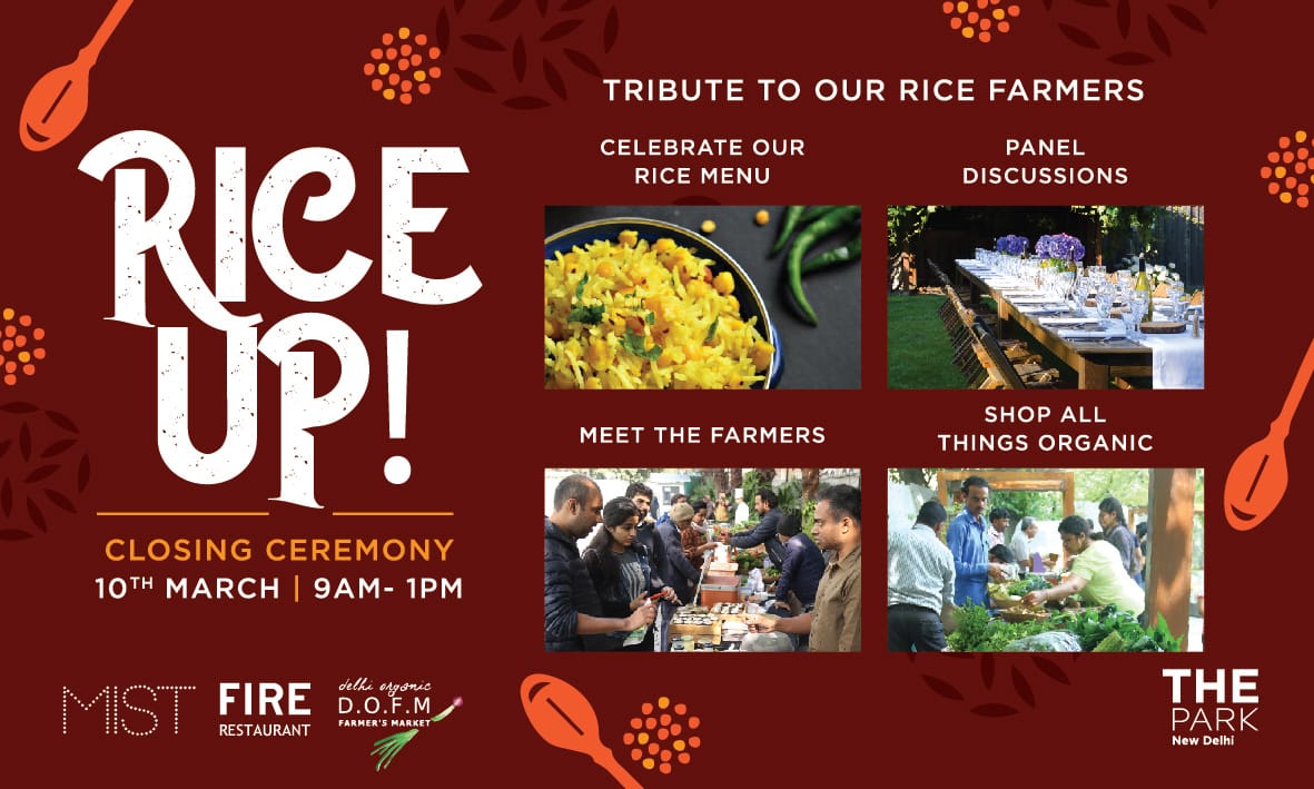 DelhiOFM's tweet photo. #RICEUP- CELEBRATION OF ANCIENT GRAIN. Celebrating our #IndigeniousFolkRiceVarieties &amp; #unsungfarmers. Closing ceremony #10March from 9am-1pm at AQUA-THE PARK will be marked by some renowned &amp; awarded farmers Highlights-#RiceUpMenu #OrganicBites #PanelDiscussion  #ricefarmers https://t.co/14Nb5Ei9BO