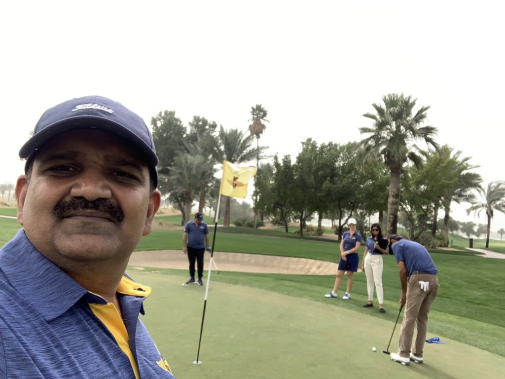 deven1965's tweet photo. Played golf in Dubai  sharing my cart was the legend Kapil Dev amazing golfer  fantastic human being. Helpful and humble!!! https://t.co/kAsBKdEk38