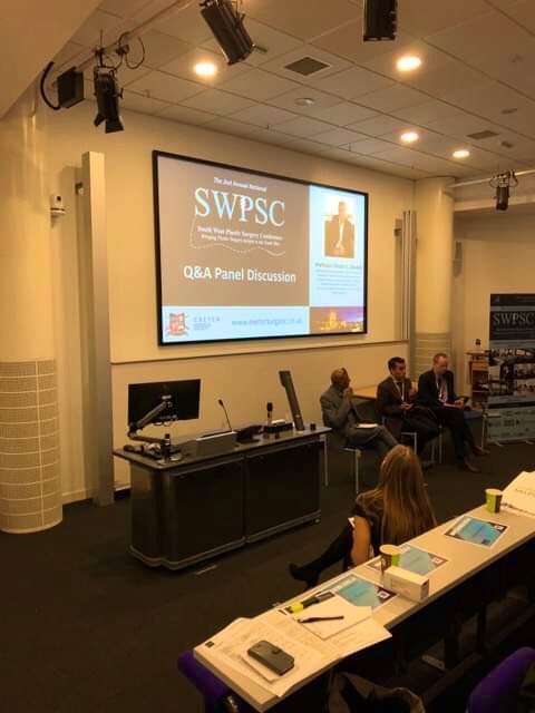 SWPlasticsConf's tweet photo. An awesome Q&amp;A panel discussion lead by @vikram_devaraj @DominicFurniss and Mr David Izadi @ExeterSurgSoc #SWPSC2019 #SouthWestPlasticSurgeryConference2019 @ExeterMed Thank you to all our sponsors for making this possible! https://t.co/TTXzhobvdv