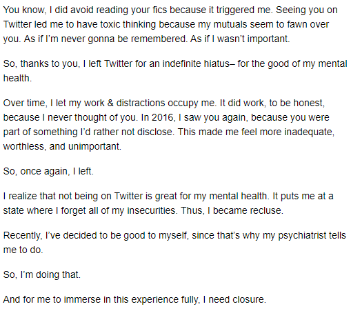 krishowarriors's tweet photo. "Closure from Kat to M"

We’ve received a letter from one of our writers in the krisho community. Kat hopes this reaches out to M and gets the opportunity to read this. https://t.co/arWnprIxQX