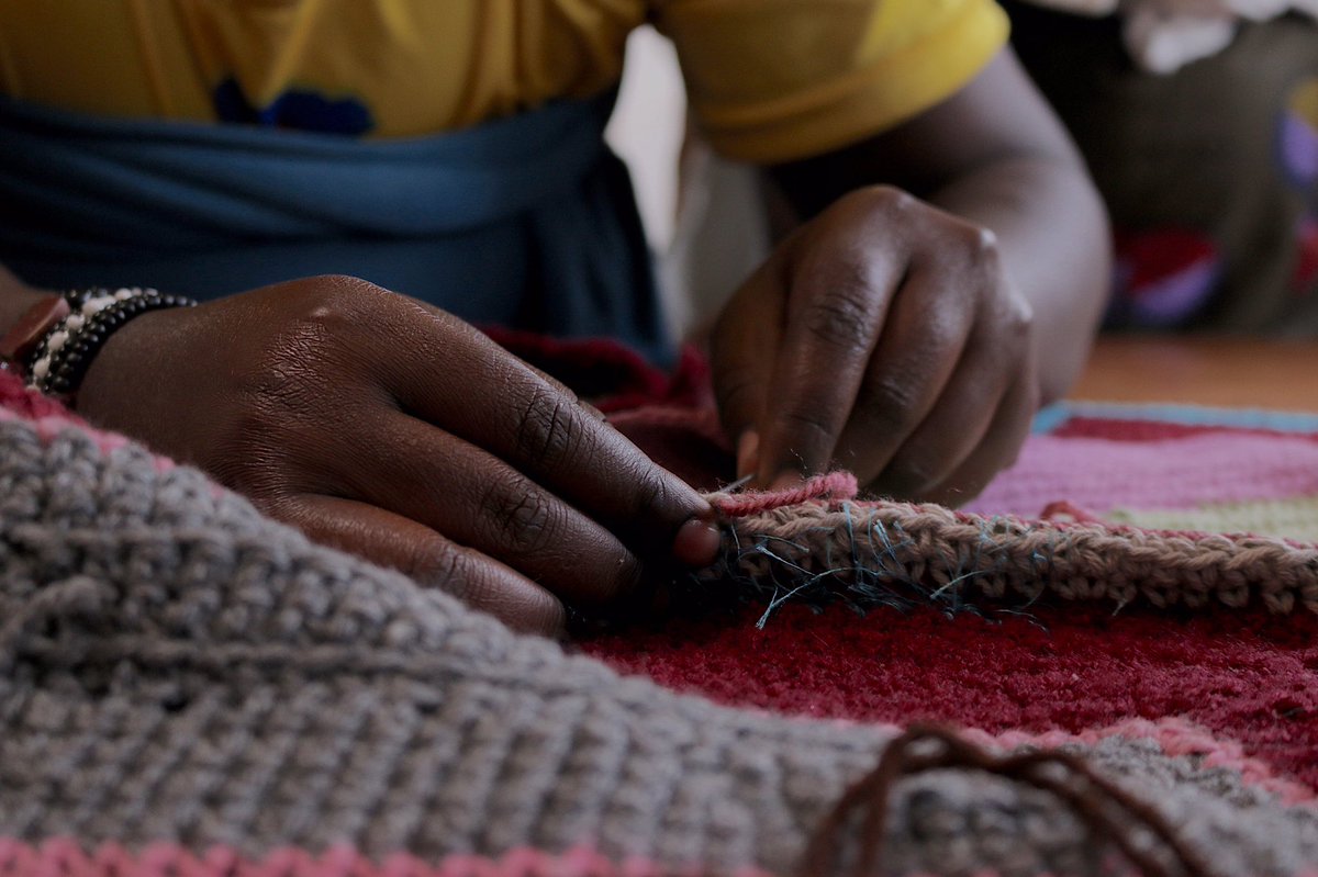 ColorsofConnect's tweet photo. Making the carpet with knitting yarn. Individually made small portions are assembled in a large size. The objective is to develop the sense of collective work among participants.
#LetsDoThis #Tunaweza #LikeAGirl #drc #congo #colorsofconnection #womenpower #tunawezaportraits #art https://t.co/6gksSLxca0