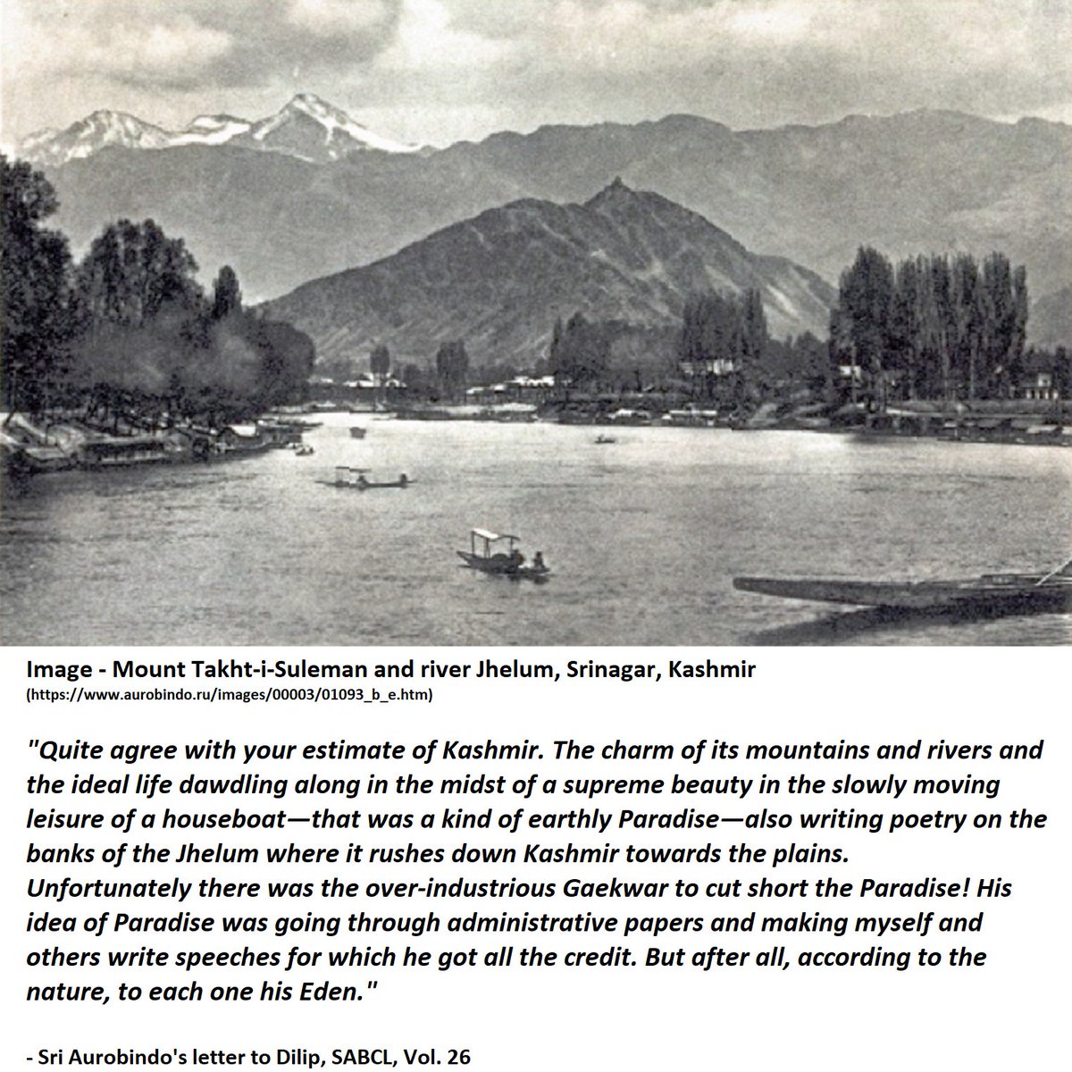 25) On a Tour of Kashmir (i):In 1903,  #SriAurobindo resumed his part-time services in Baroda college. But the teaching was interrupted b/c of the leave He took in Feb. as we discussed..And then there was a long tour of Kashmir (May-Sep.) as a Private Secretary of the Gaekwad: