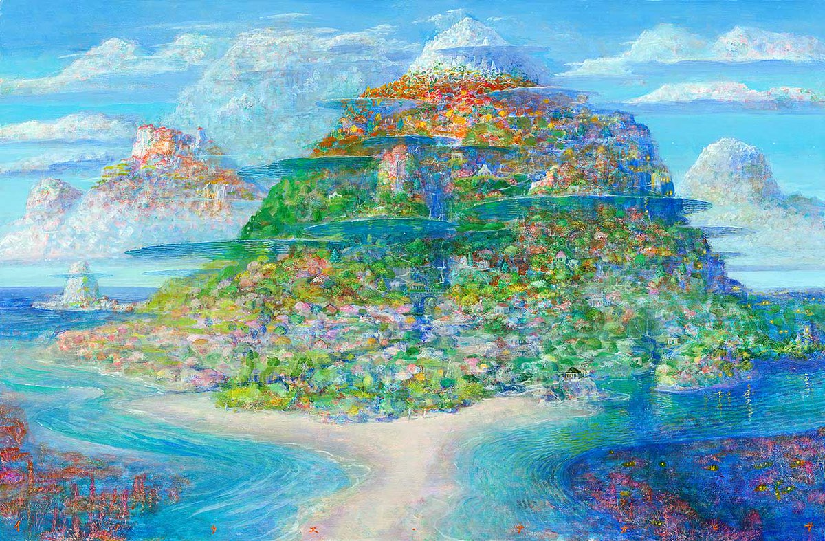 梅田阪急7階美術画廊での「井上直久絵画展」すべて新作。花の咲く絵、3
